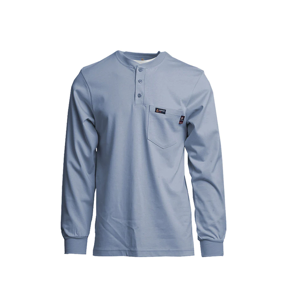 Lapco Flame Resistant Medium Blue Henley Long Sleeve Tee from GME Supply